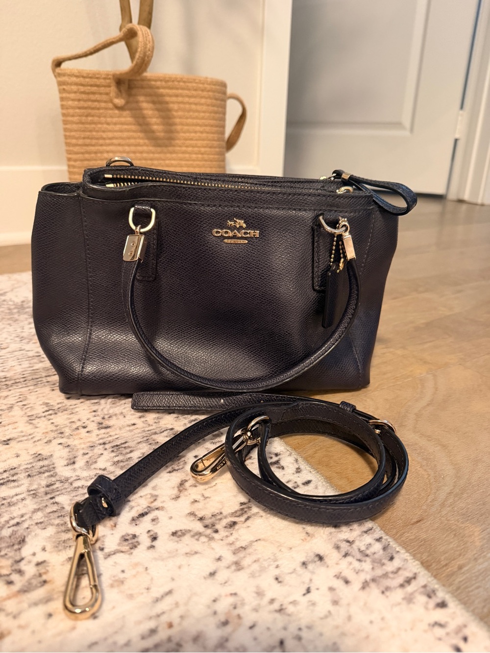 Coach Dark Navy Blue Leather Mini Satchel